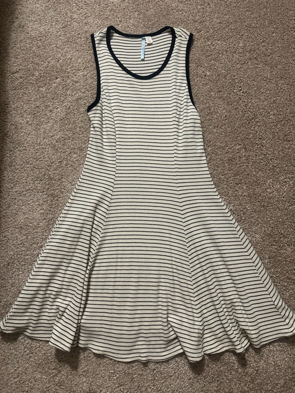 Moon Light Striped Sleeveless Swing Dress - Cream & Black